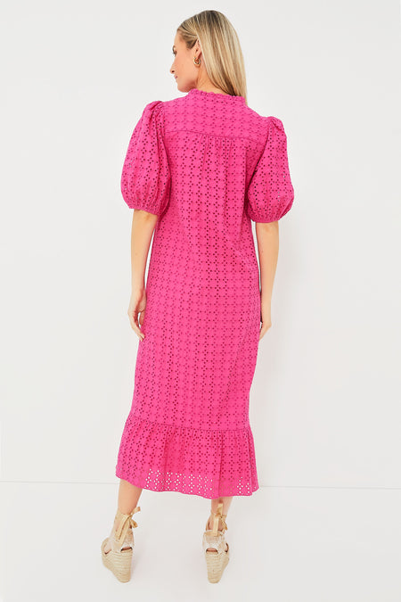 Pink Eyelet Midi Tryall Dress