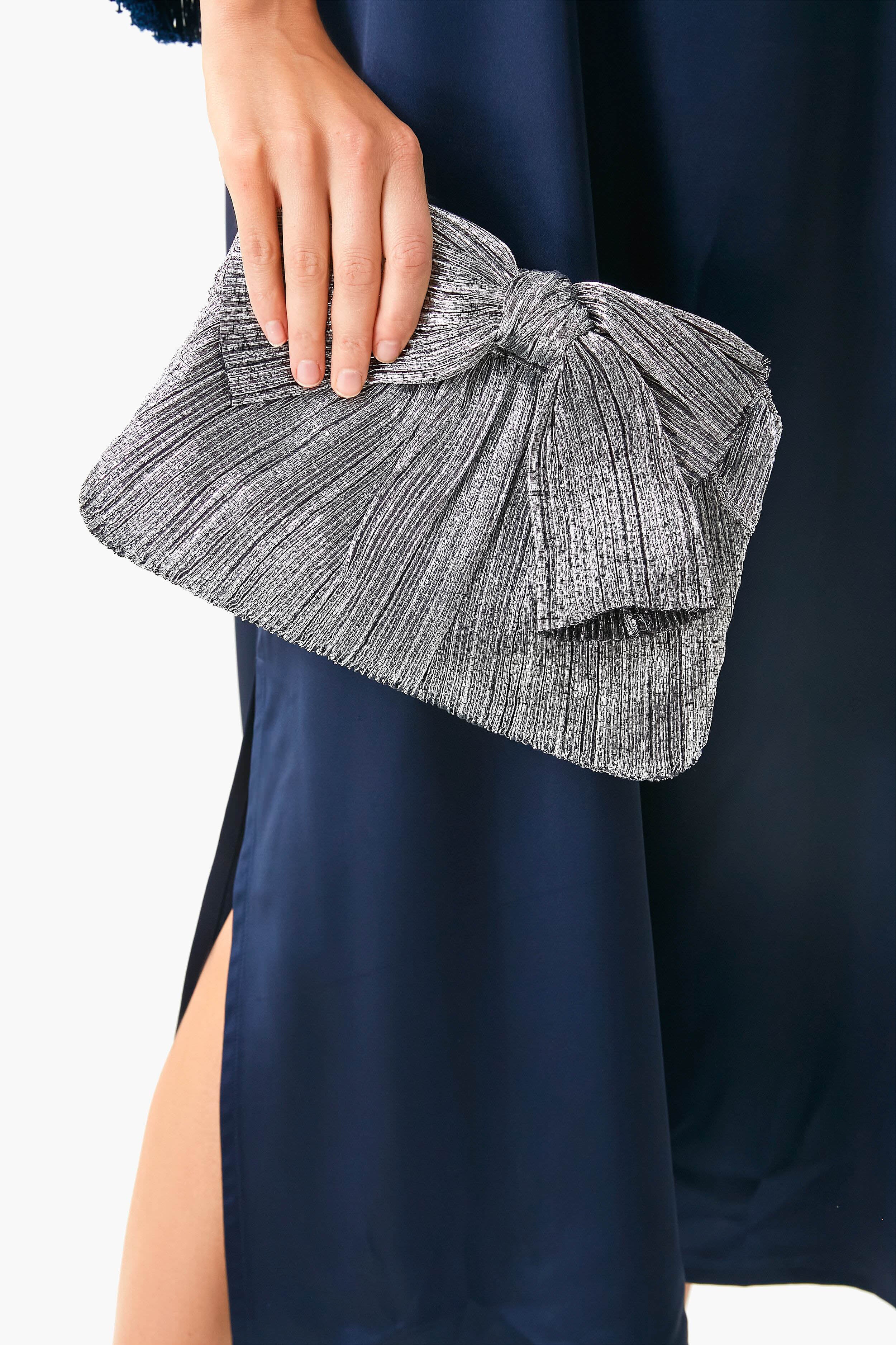 Dark Silver Lame Rayne Clutch