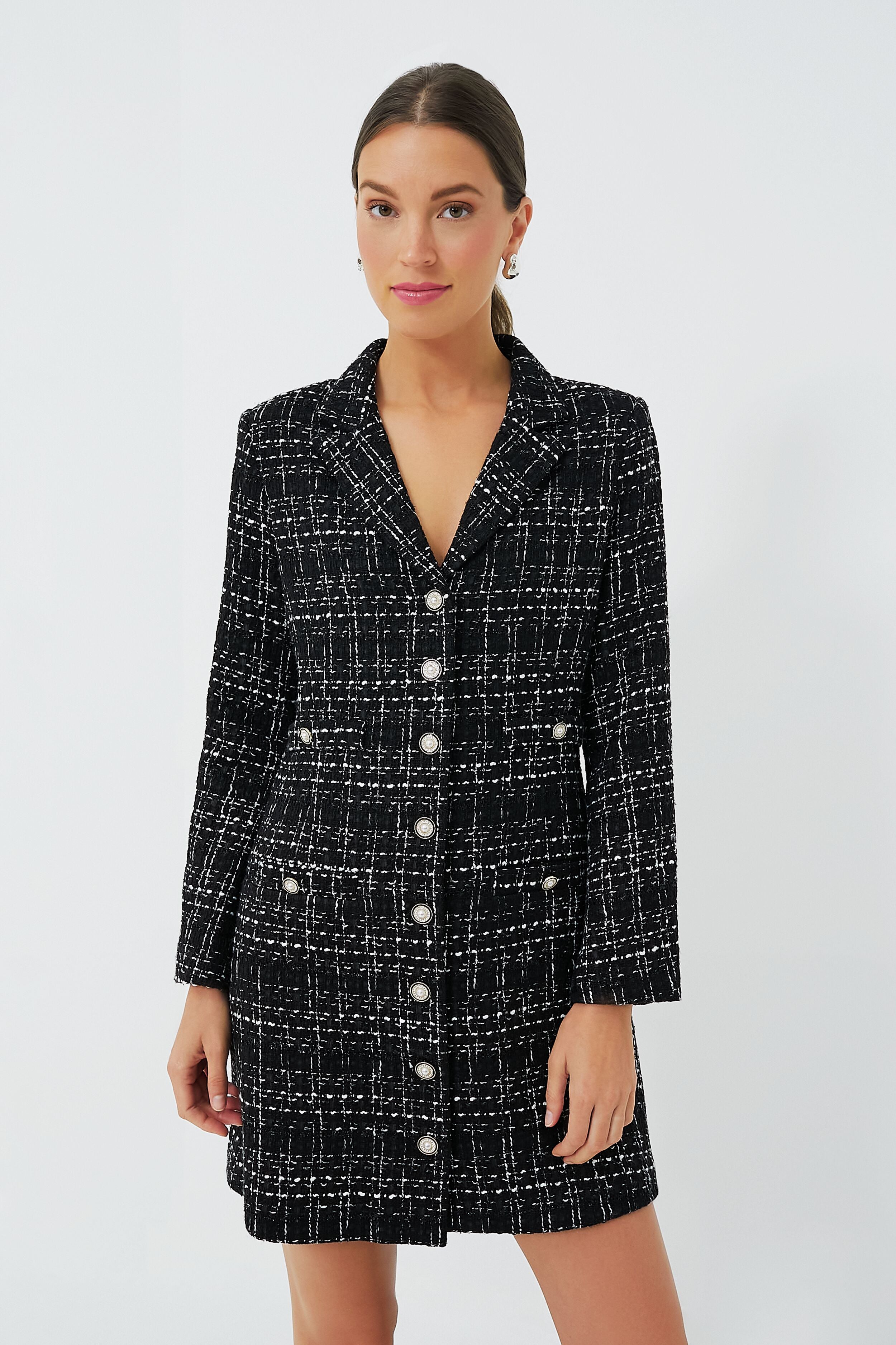 The Natalie Collection Tweed Jacket Set Medium / Black