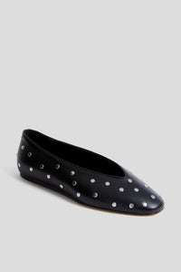 Black Regency Studded Leather Slippers