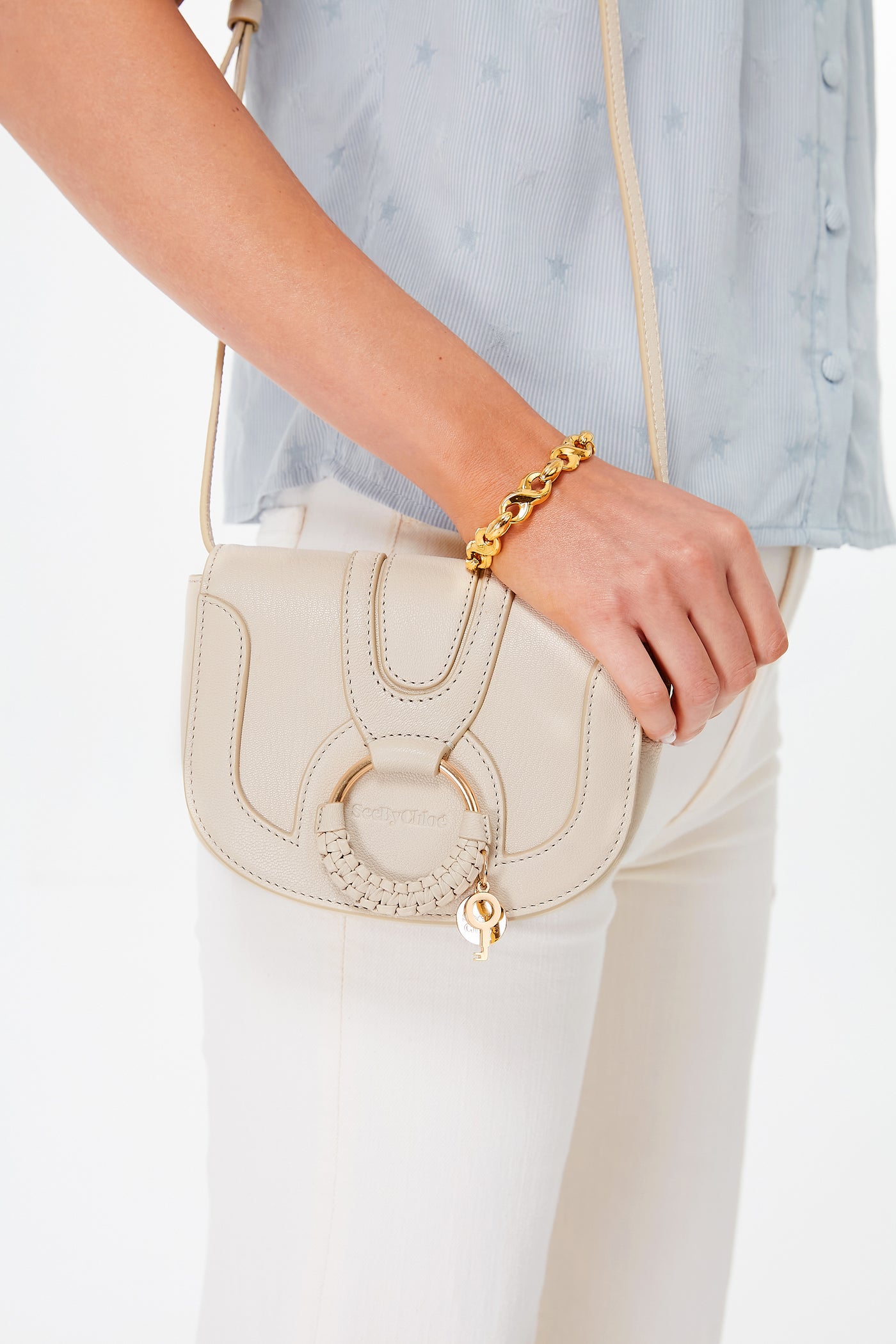 Cement Beige Leather Mini Hana Bag