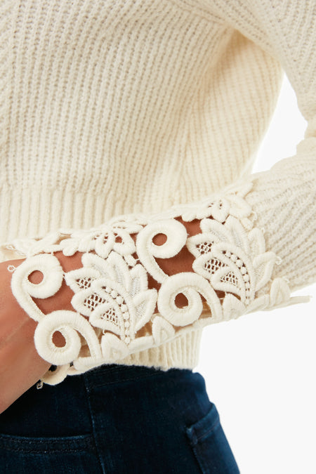 Ivory Zandra Longsleeve Knit with Lace