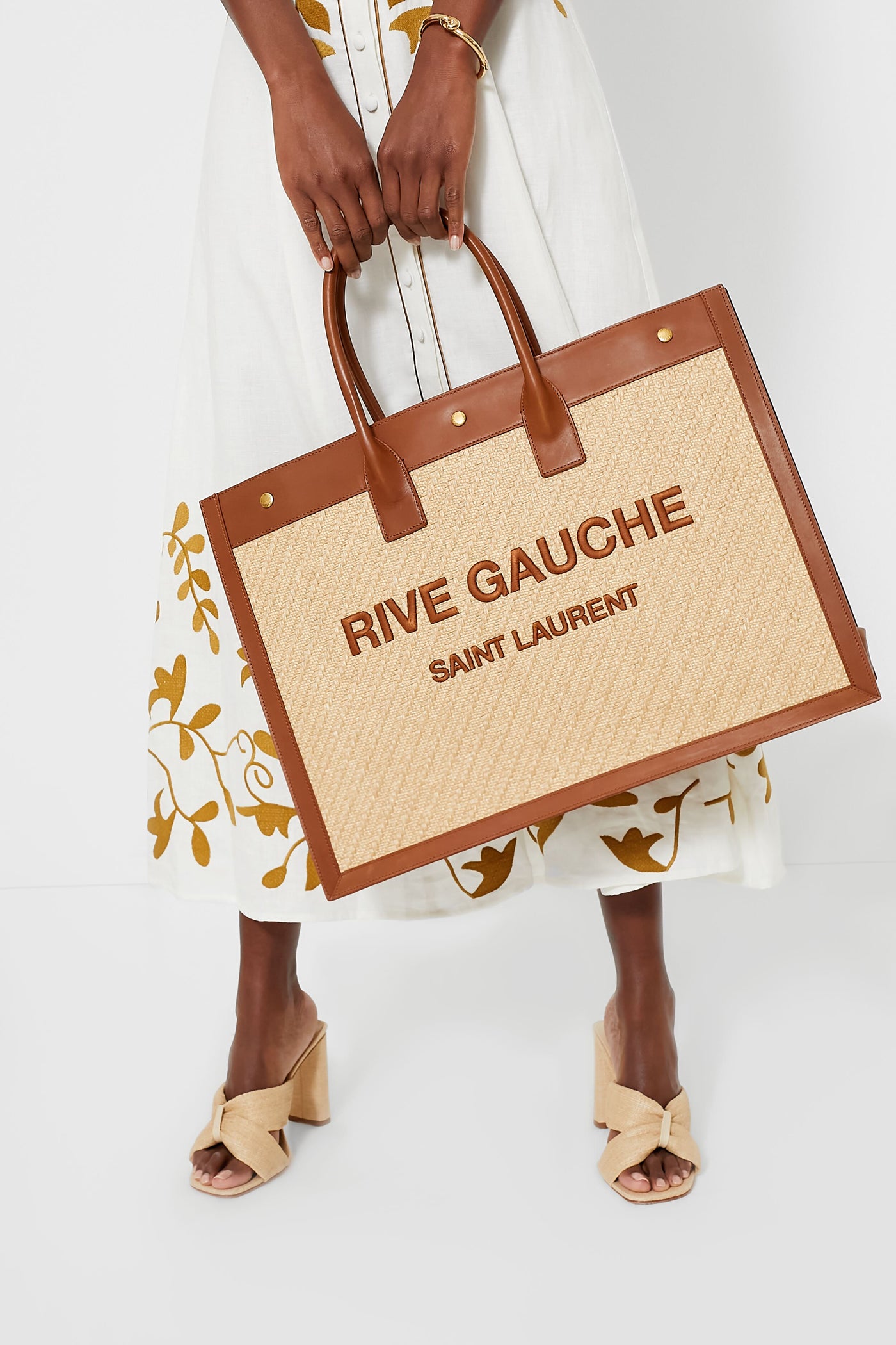 Saint Laurent Natural Sand Rive Gauche Tote Bag