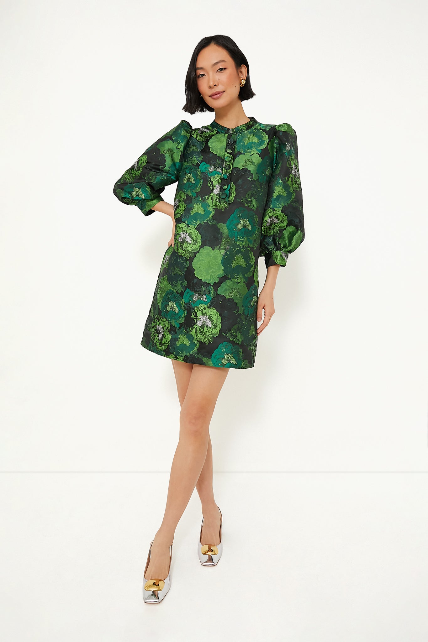 Green Jacquard Samantha Dress