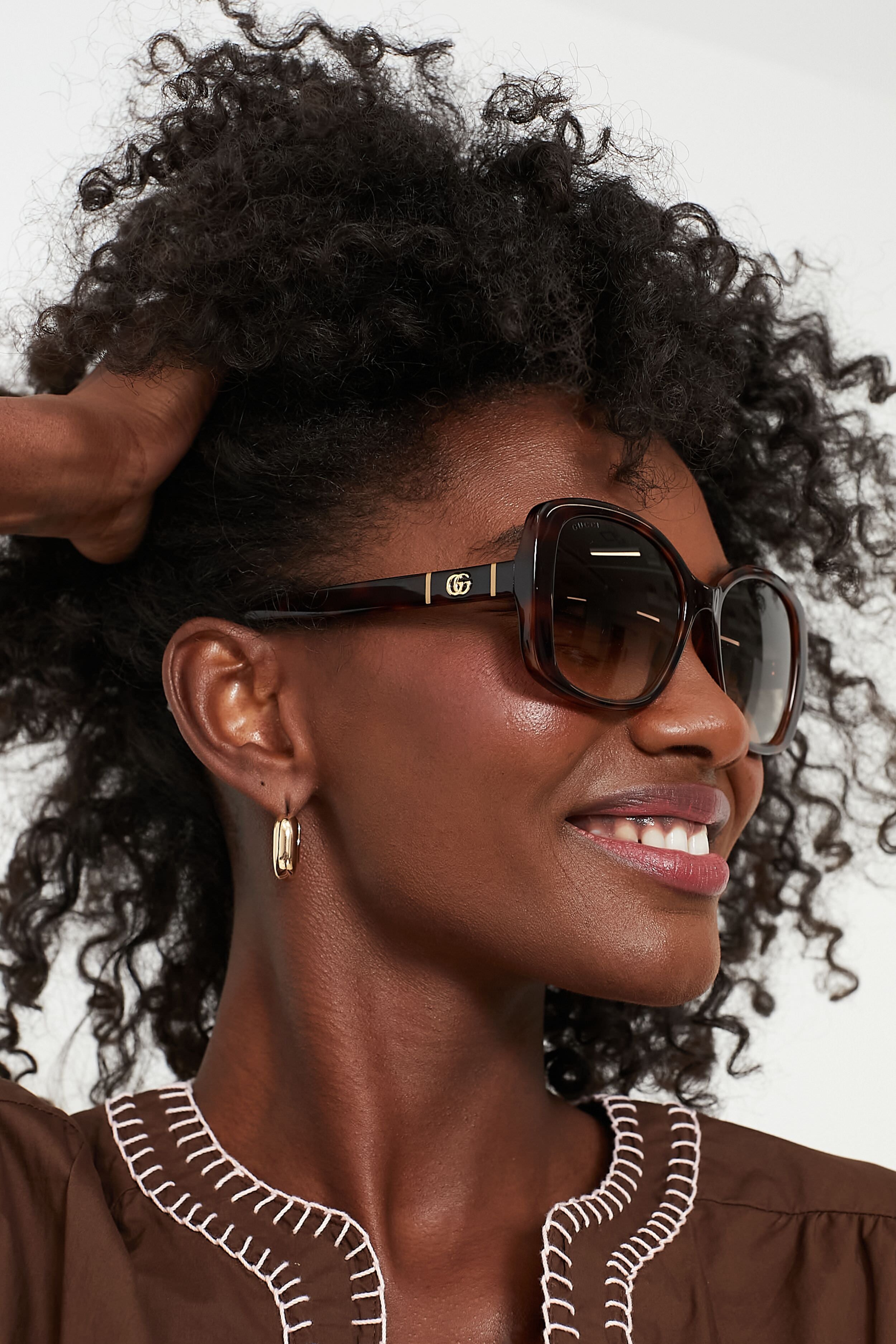 Havana Square Frame Sunglasses