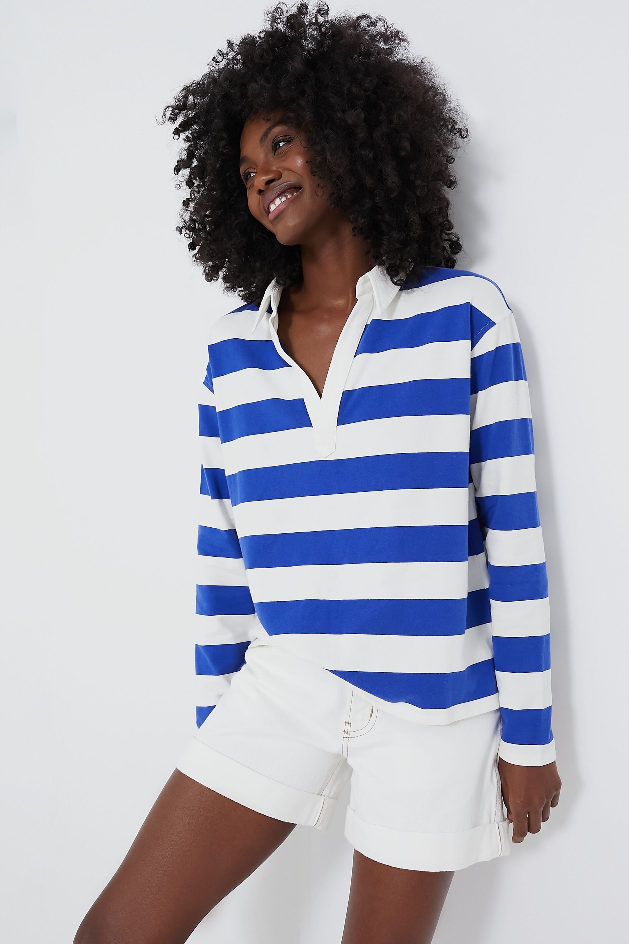 Striped polo store long sleeve women's