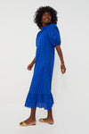 Royal Blue Eyelet Midi Tryall Dress