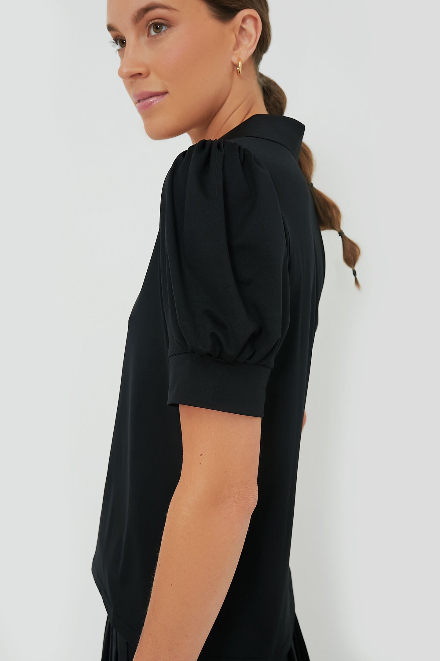 Black Puff Sleeve Caroline Polo