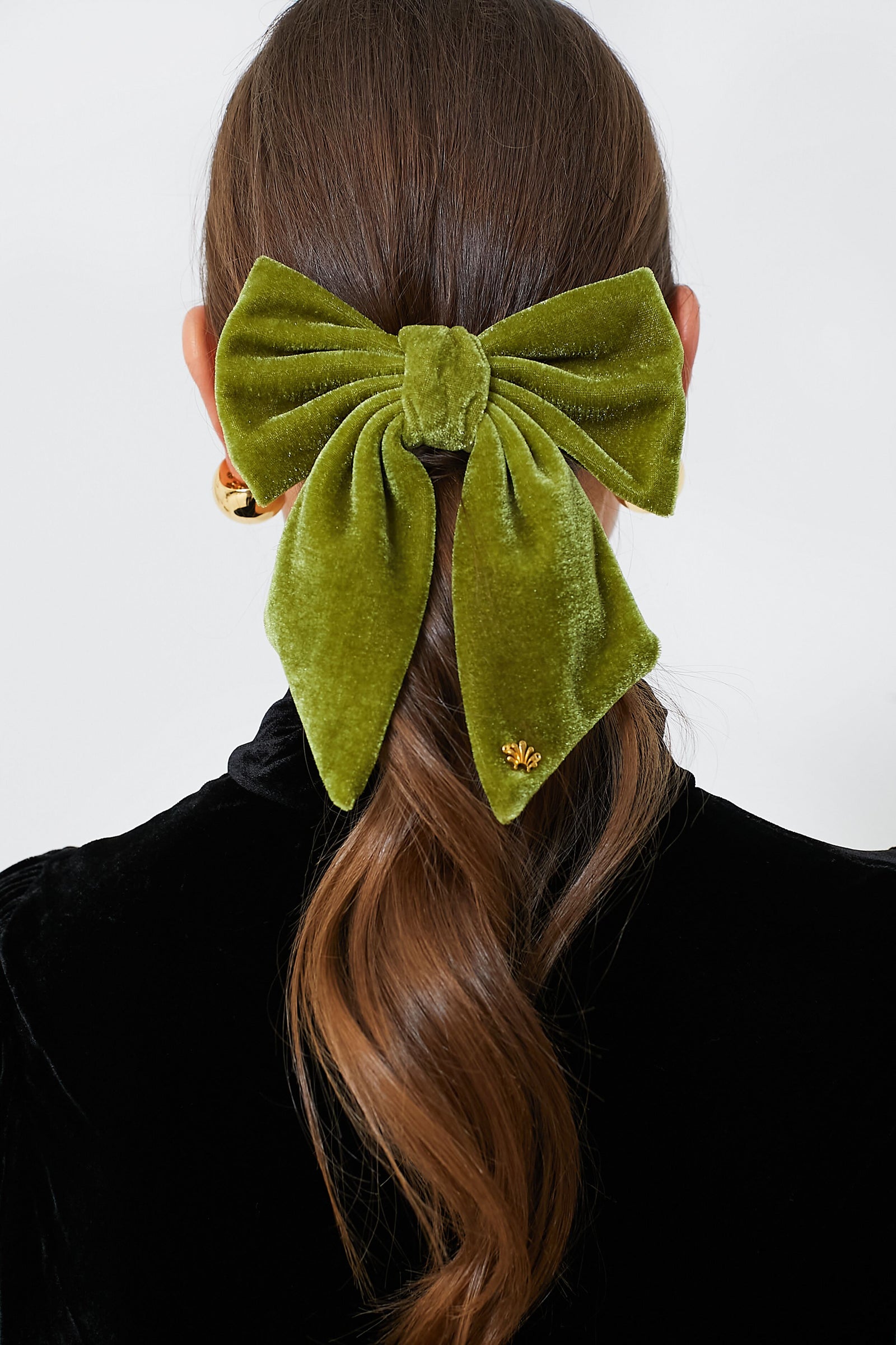 Moss Jumbo Velvet Bow Barrette