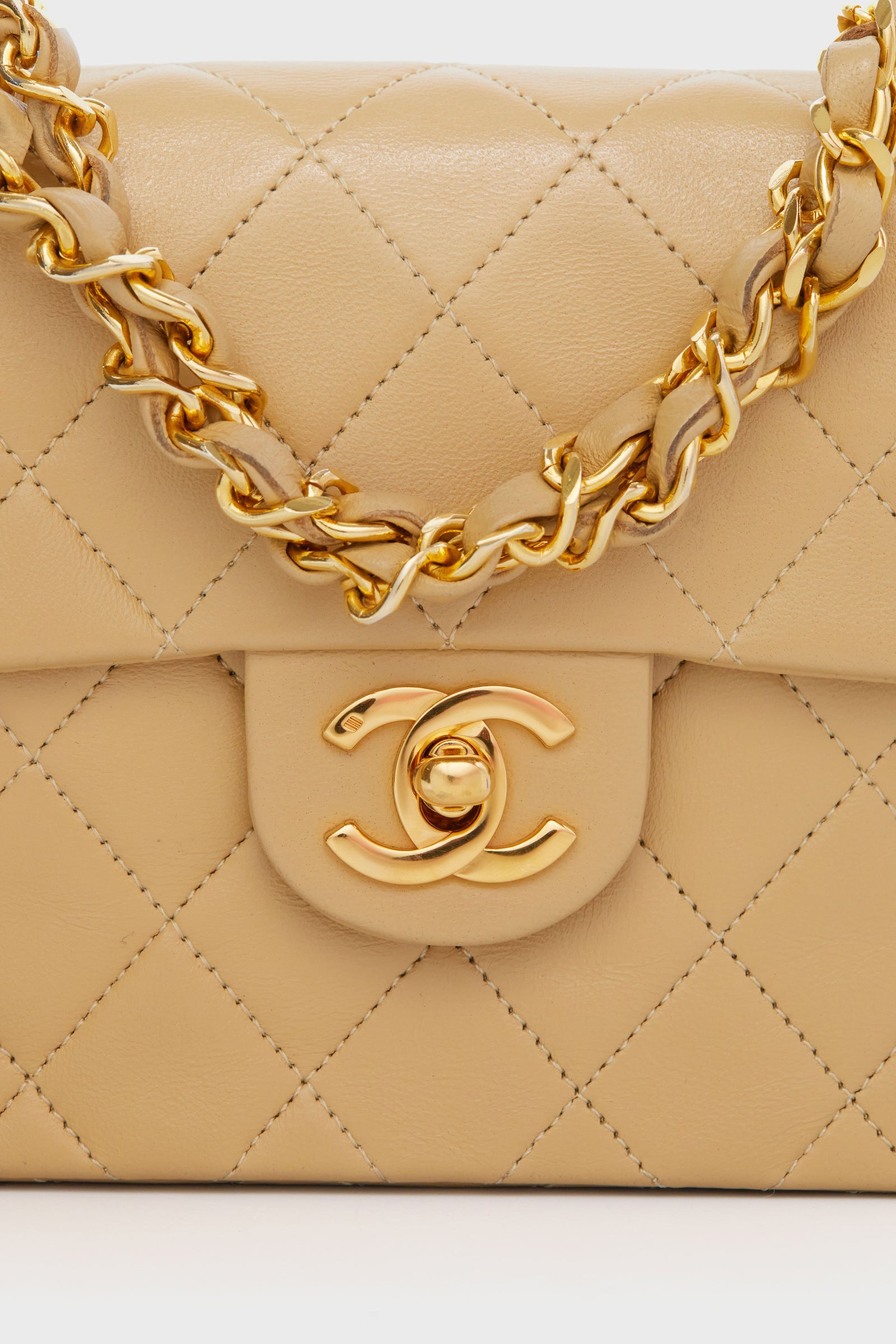 CHANEL Beige Mini Square Vintage Bag