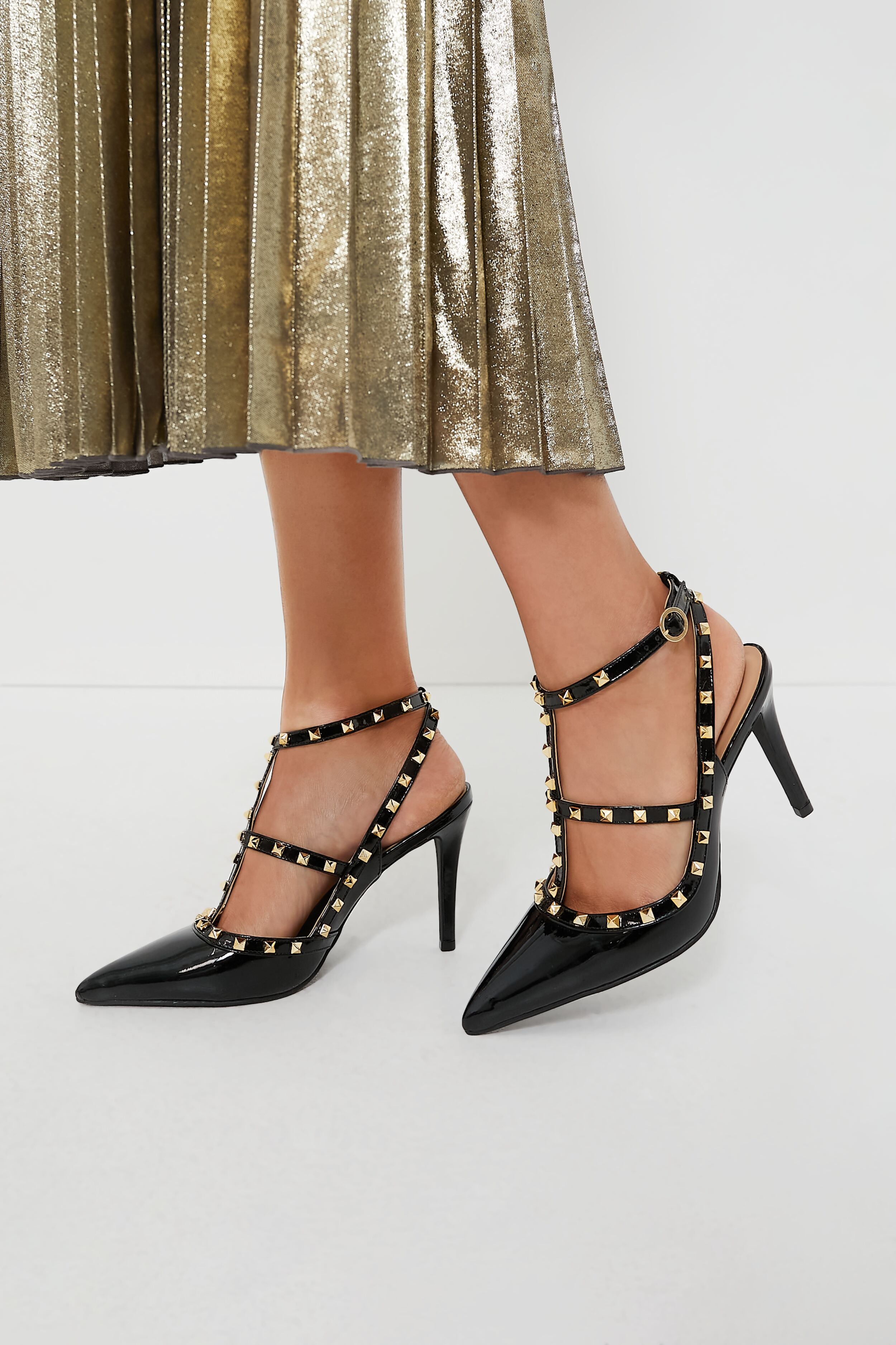 Beige Pointed Toe Studded Stiletto Heels – AX Paris
