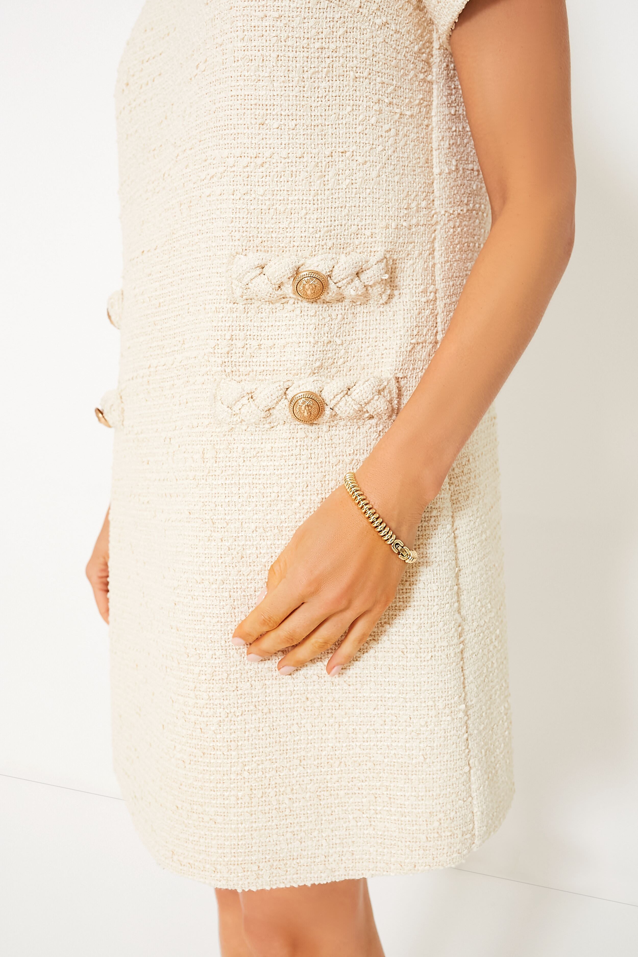 Pearl White Tweed Jackie Dress