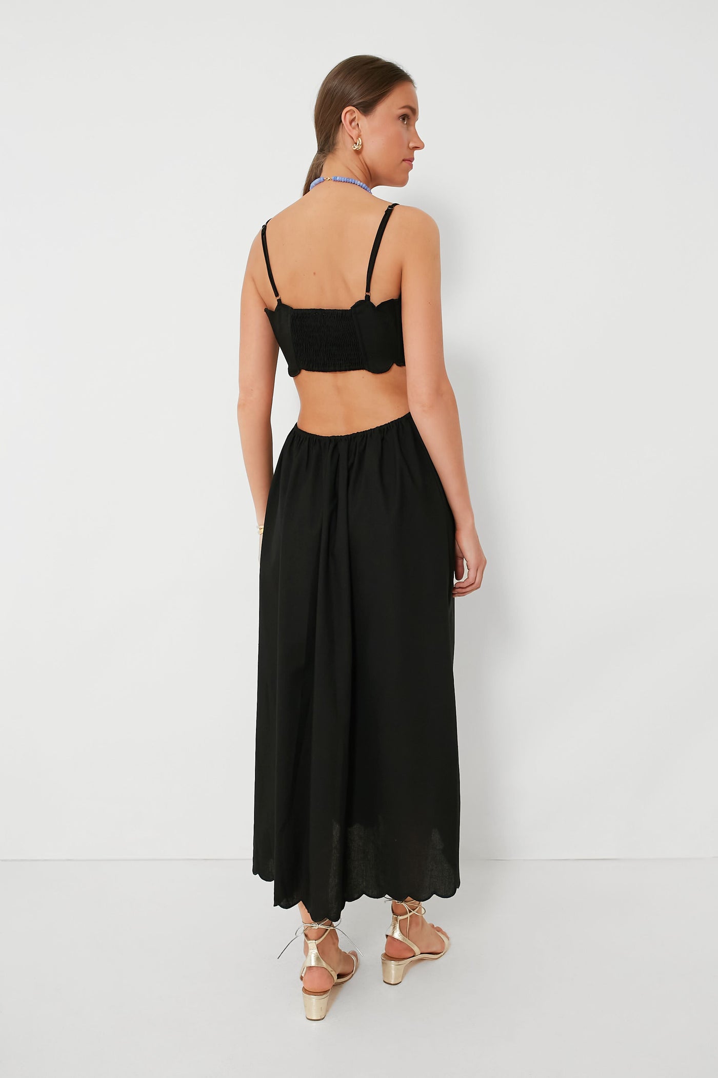 Black Scallop Hem Dress