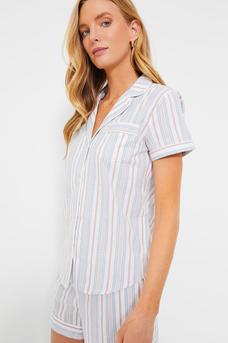 Women's Vintage French Stripes Short Sleeve Short Set