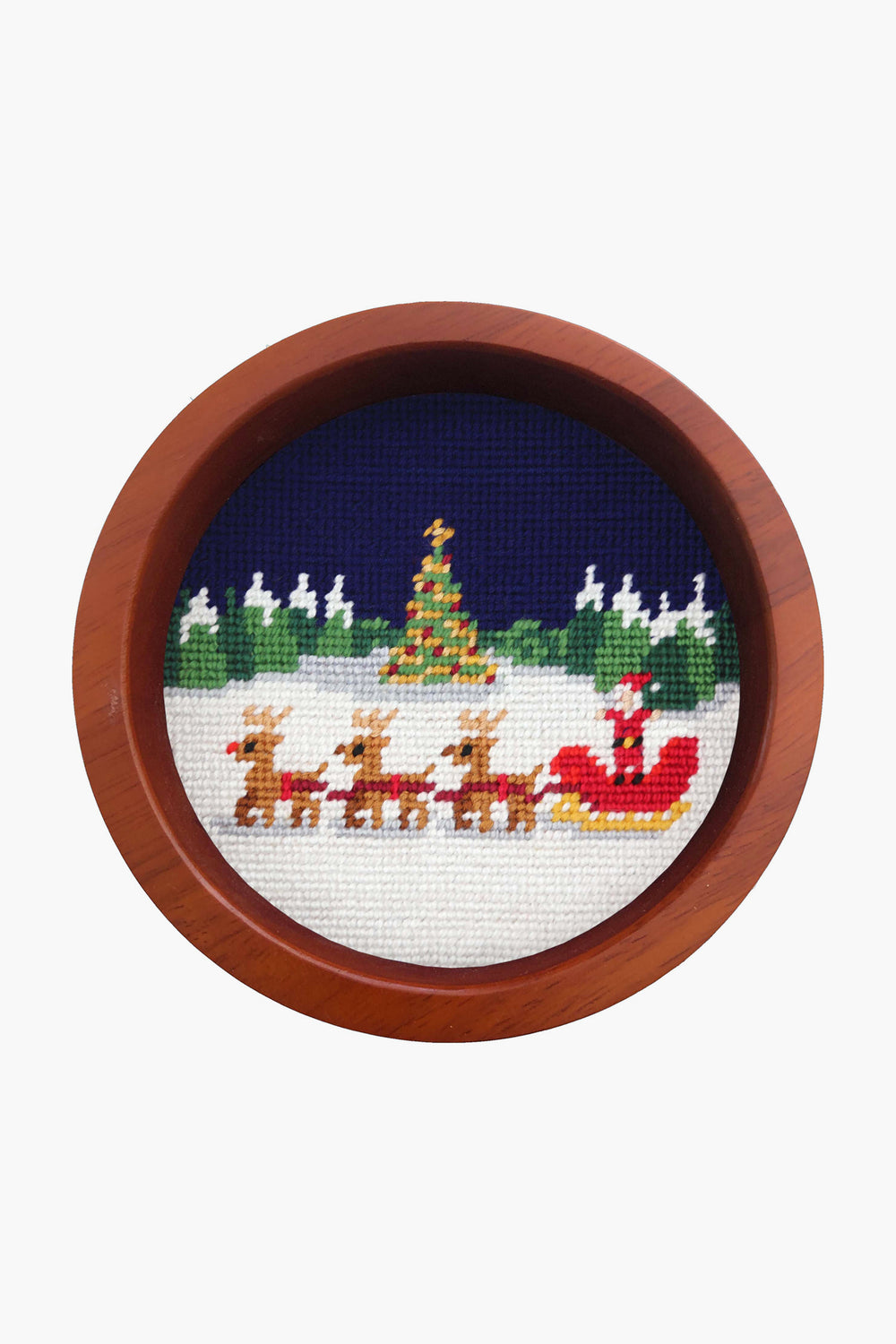 North Pole Needlepoint Wine Bottle Coaster