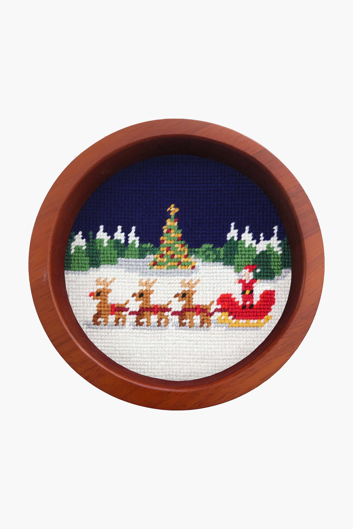 North Pole Needlepoint Wine Bottle Coaster