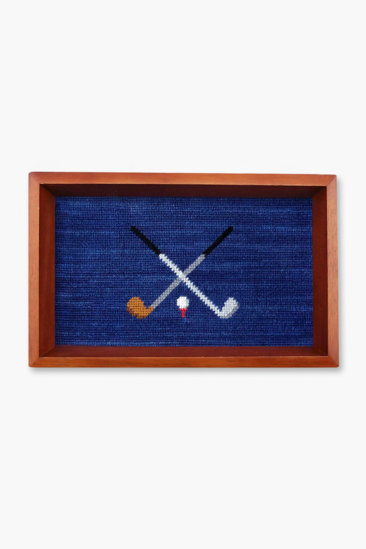 Navy Crossed Clubs Needlepoint Valet Tray