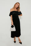 Black Velvet Off The Shoulder Elise Dress