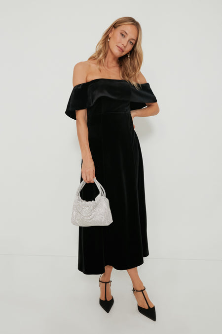 Black Velvet Off The Shoulder Elise Dress