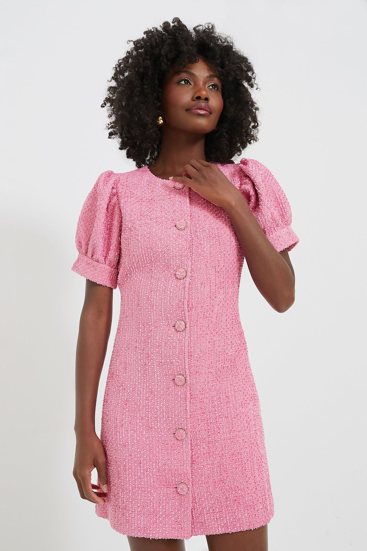 Hyacinth House Pink Tweed Kit Mini Dress