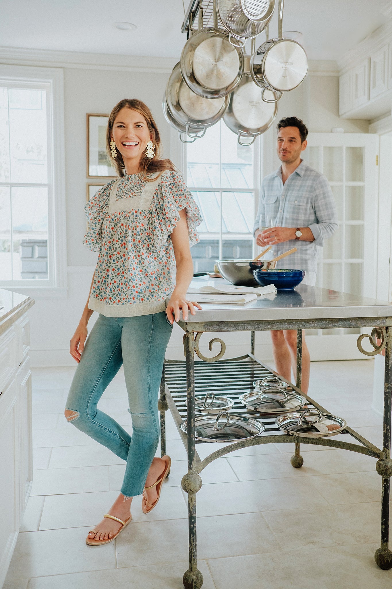 Multi Bubbie Ditsy Short Sleeve Top