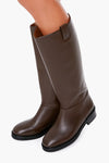 Chocolate Leather Frances Boots
