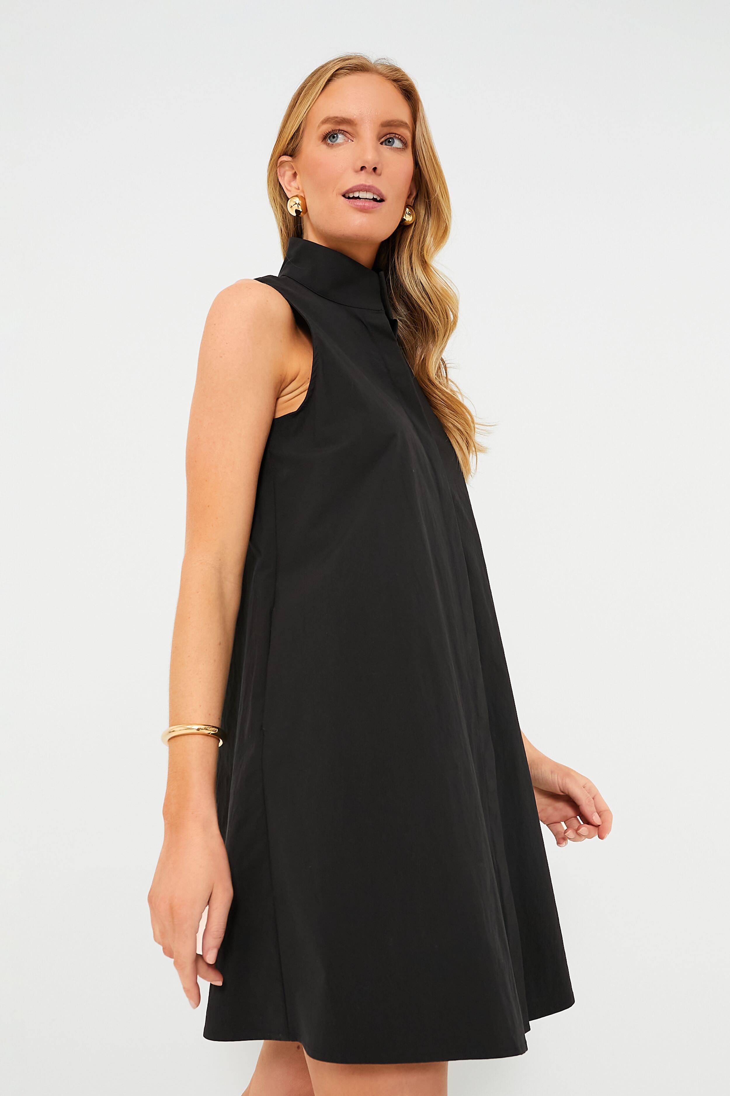 black sleeveless cocktail dress