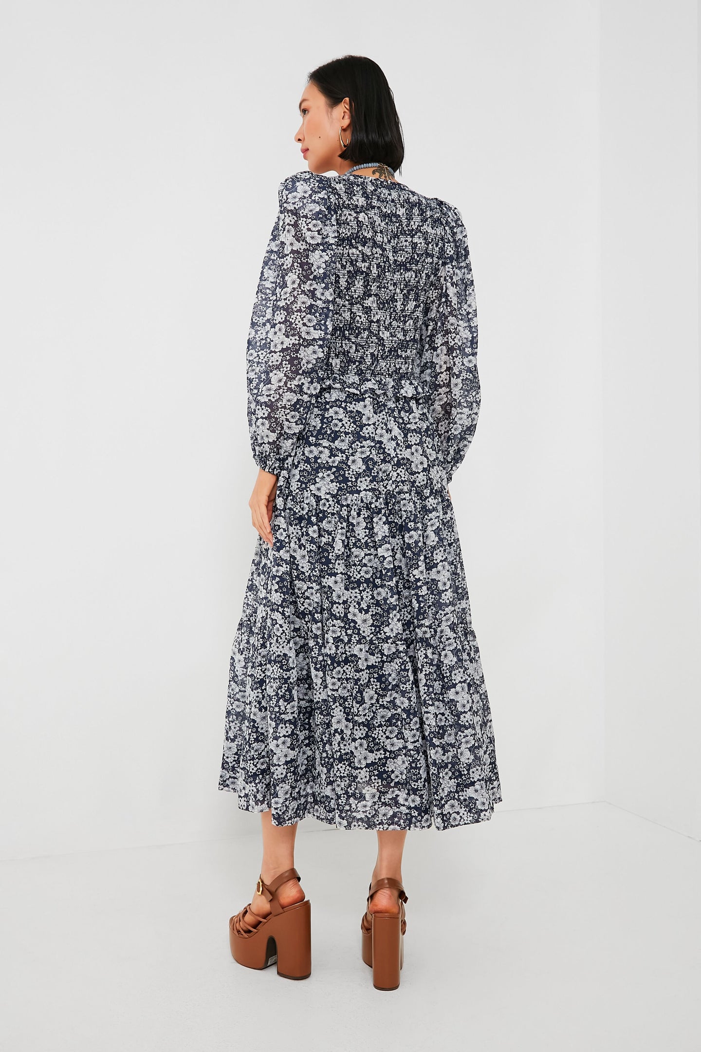 Multi Suzie Print Long Sleeve U-Neck Dress