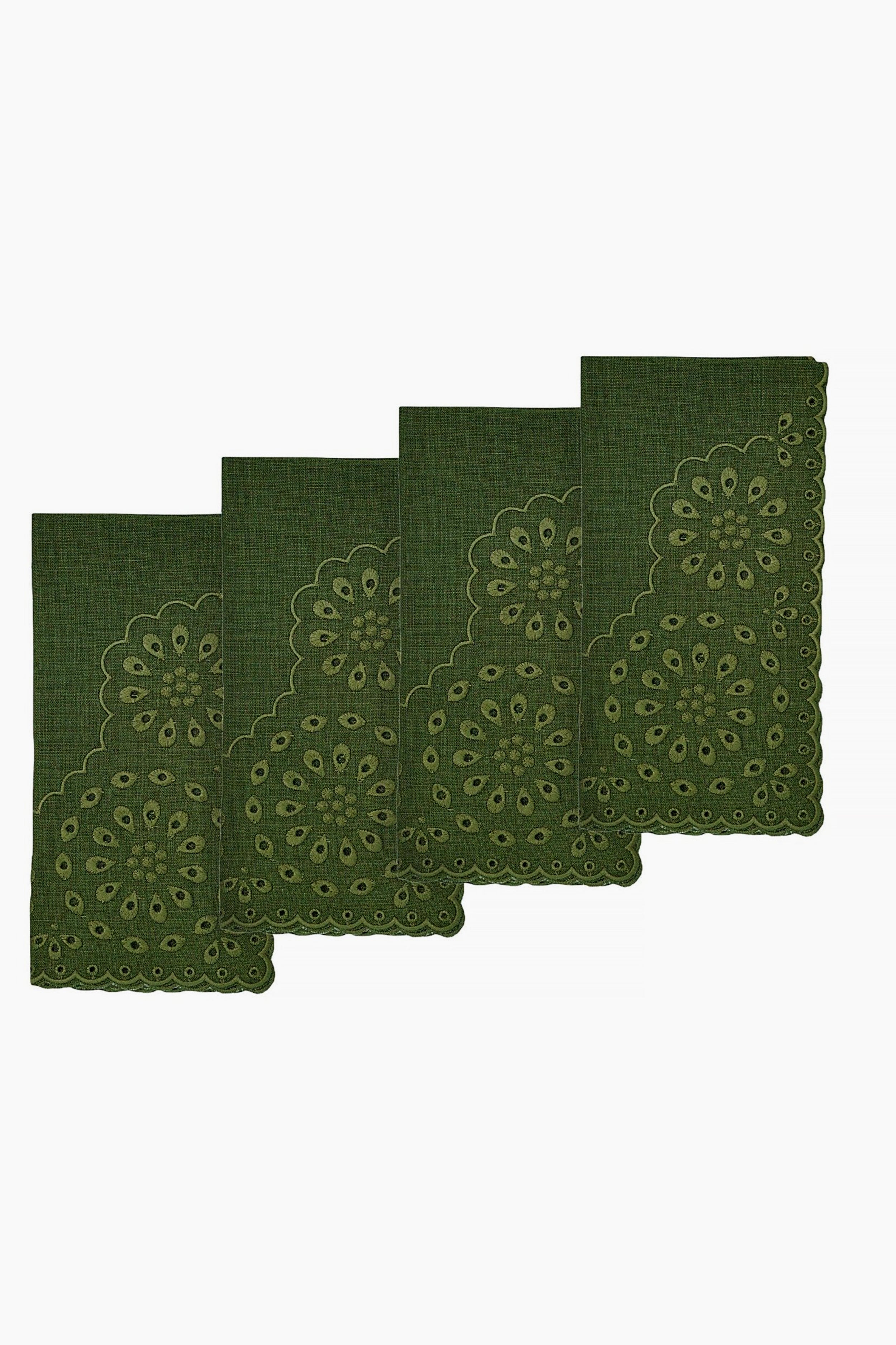 Green Eyelet Dinner Napkins Set of 4