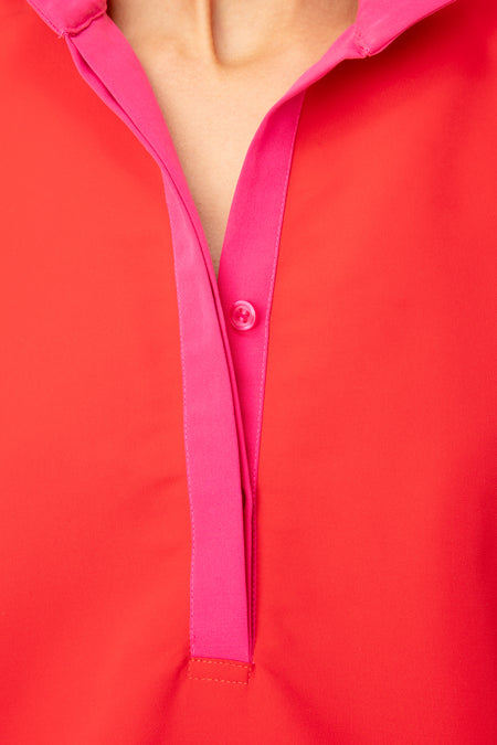 Pink and Red Colorblock Megan Taffeta Dress