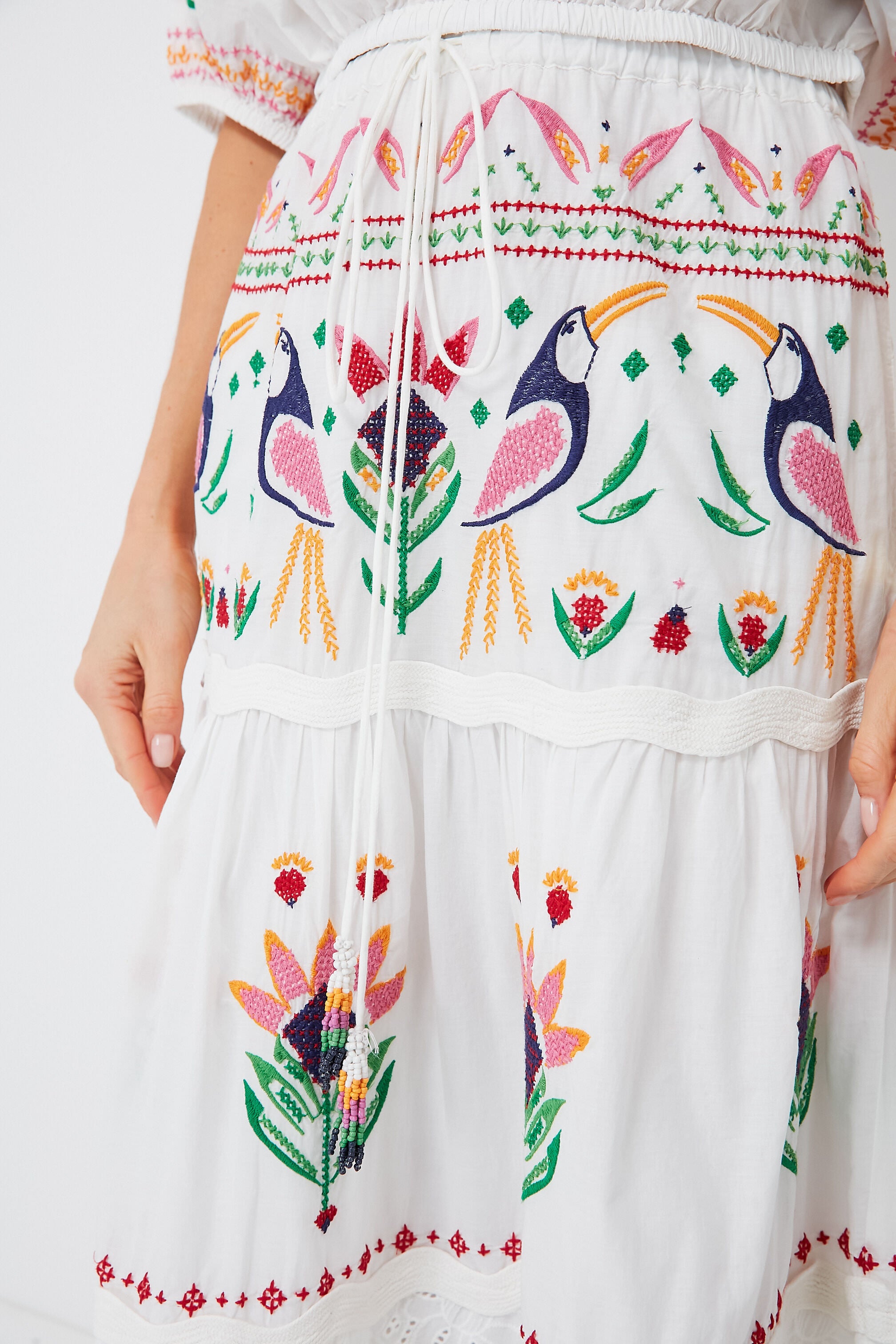 Summer Garden Farm Embroidered | Maxi Rio Skirt