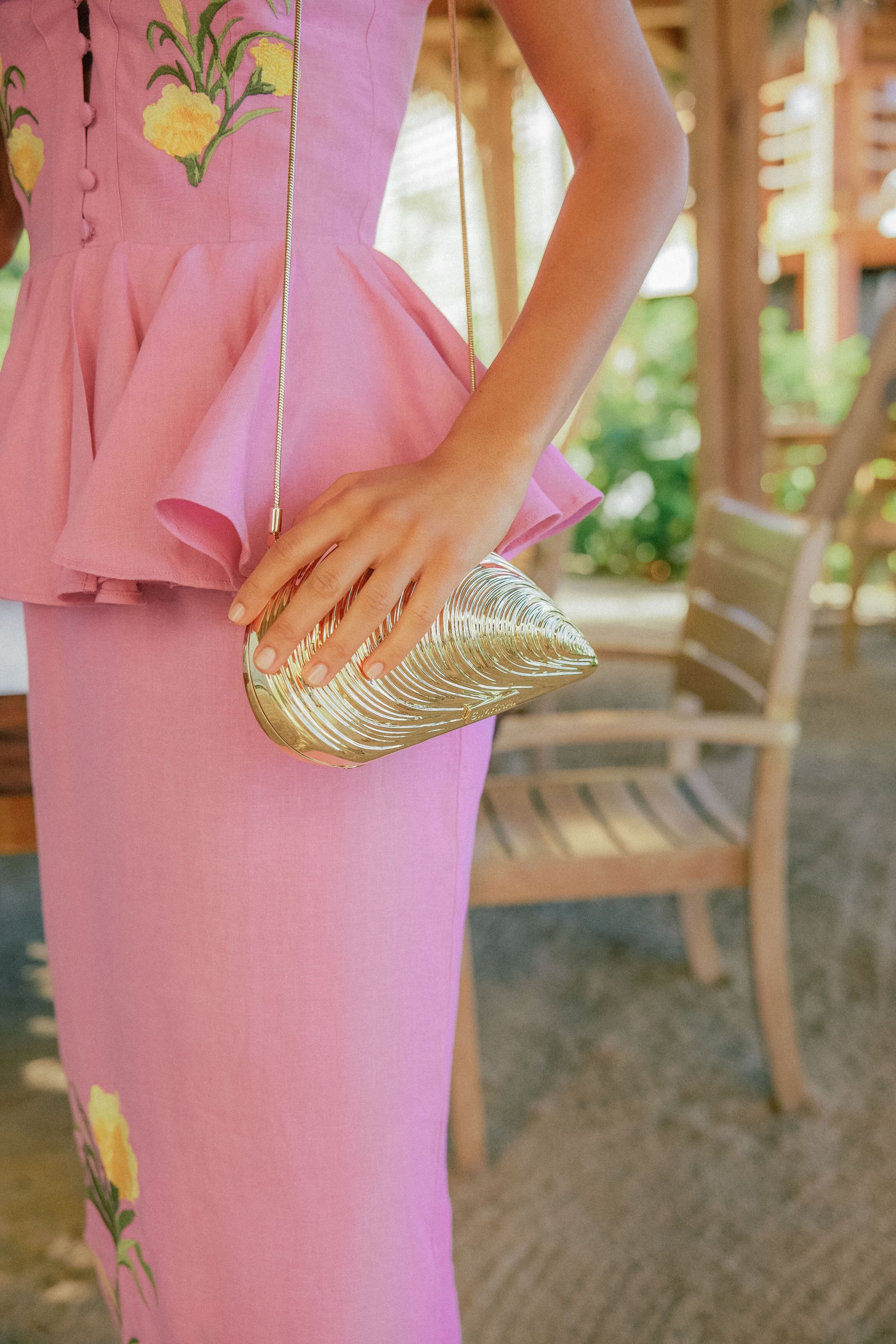 Gold Bridget Metal Shell Clutch