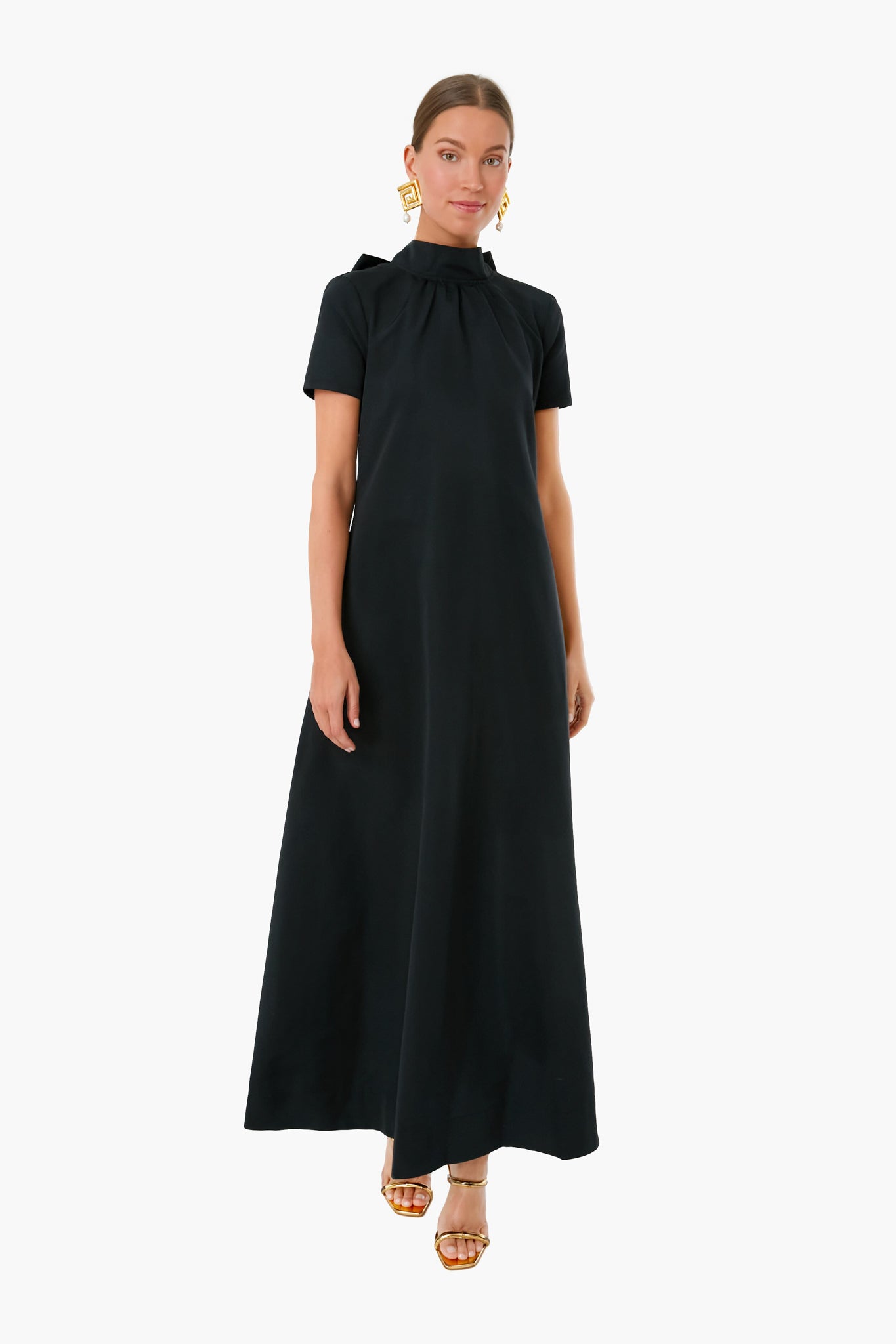 staud ilana maxi dress Black Color:IvoryIvory/Almond _crosslink-semi-spread-collar-collection line shape Floerns Women's Plus Size