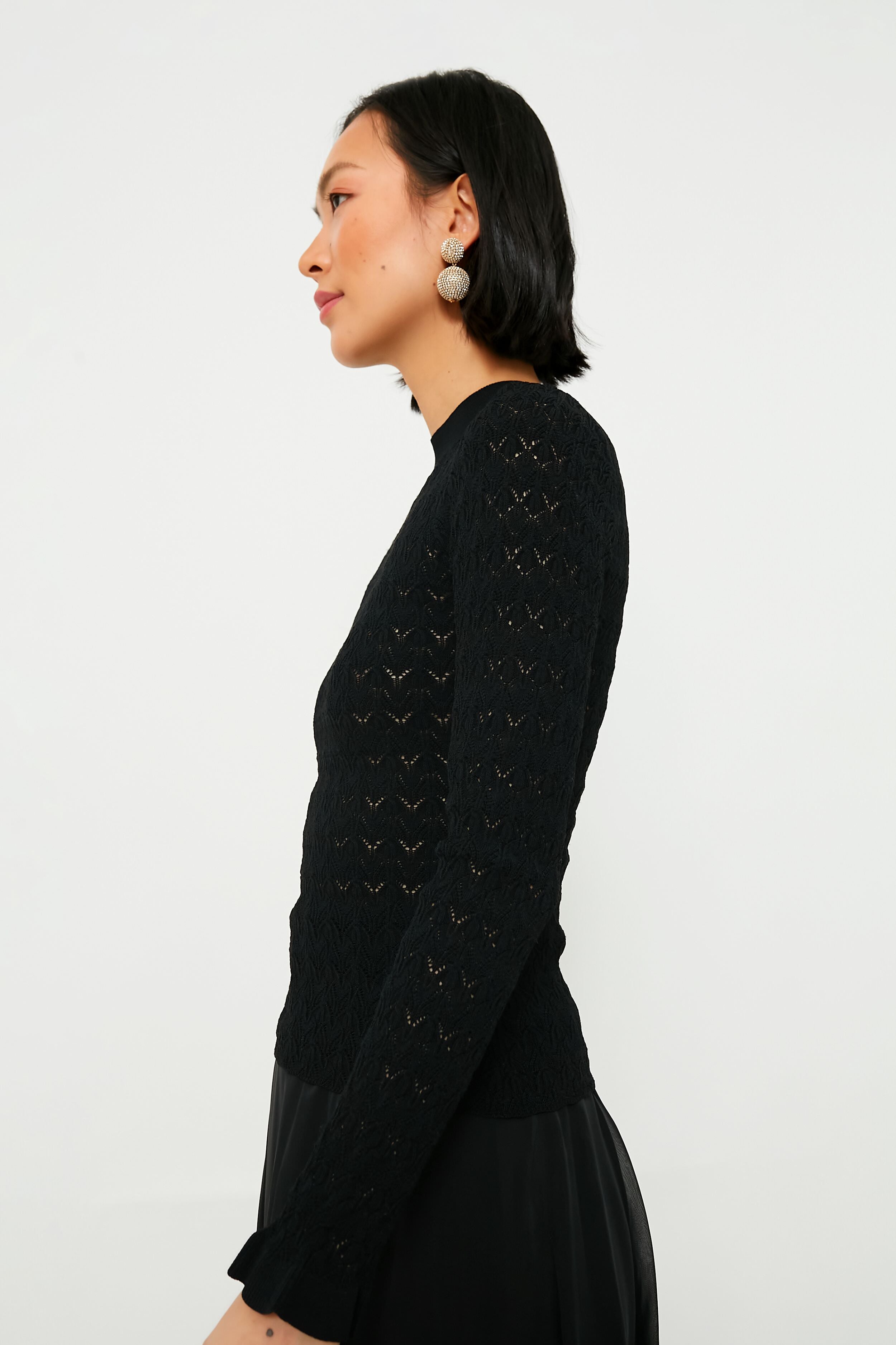 Black Rue Fine Knit Gauge High Neck Sweater | Sea New York