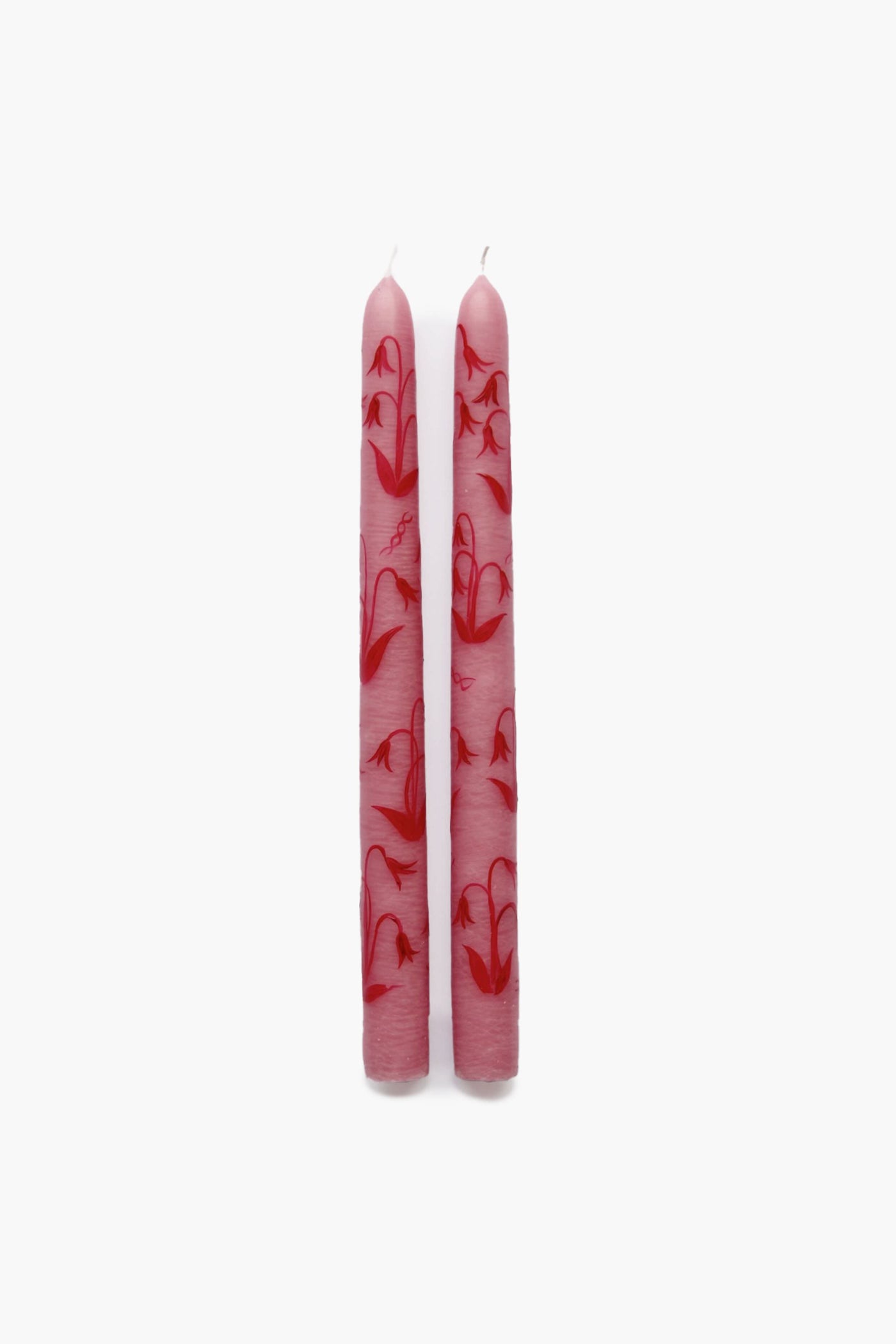 Pink Lily of the Valley Hand Painted Taper Candles (Set of 2)