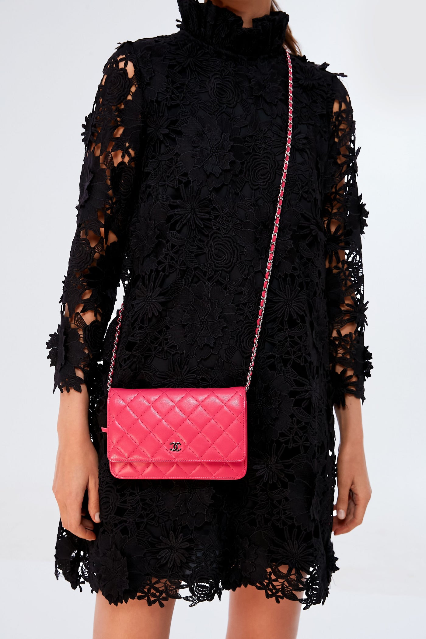 CHANEL Pink Lambskin Wallet on Chain