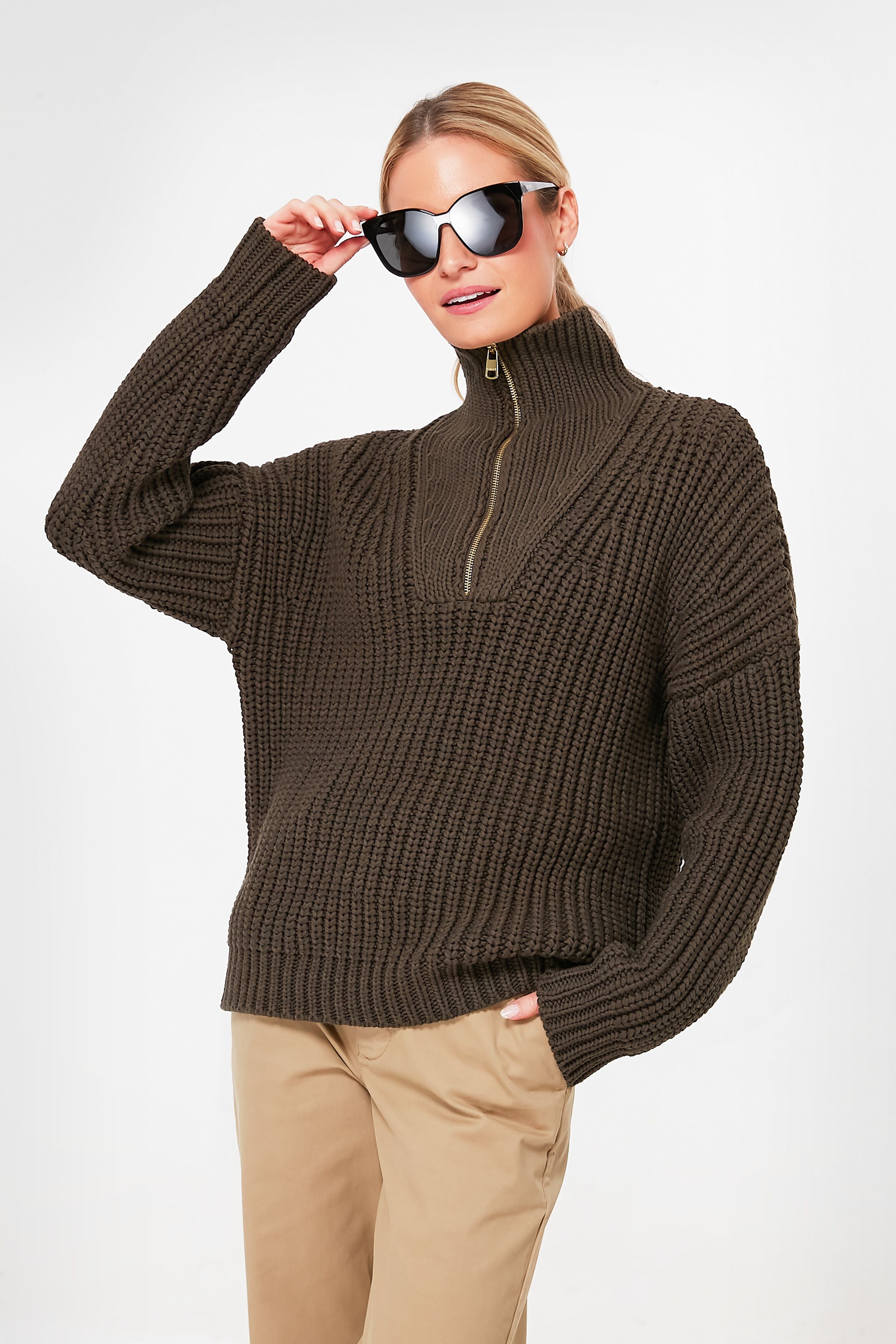 Vivienne ネックエンブロイダリー02 Wren Natalia Half Zip Sweater | Varley