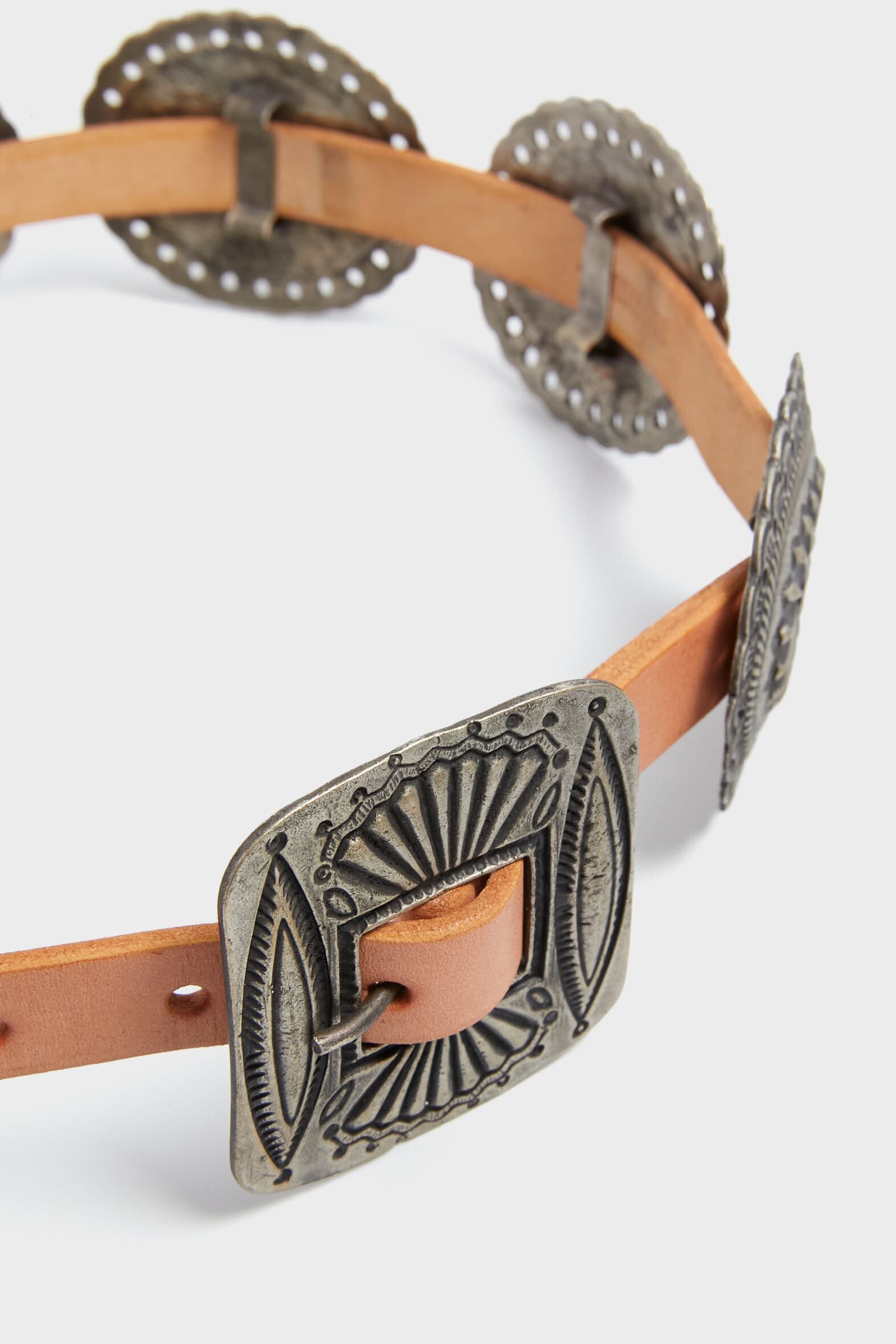 Natural Distressed Leather Belt