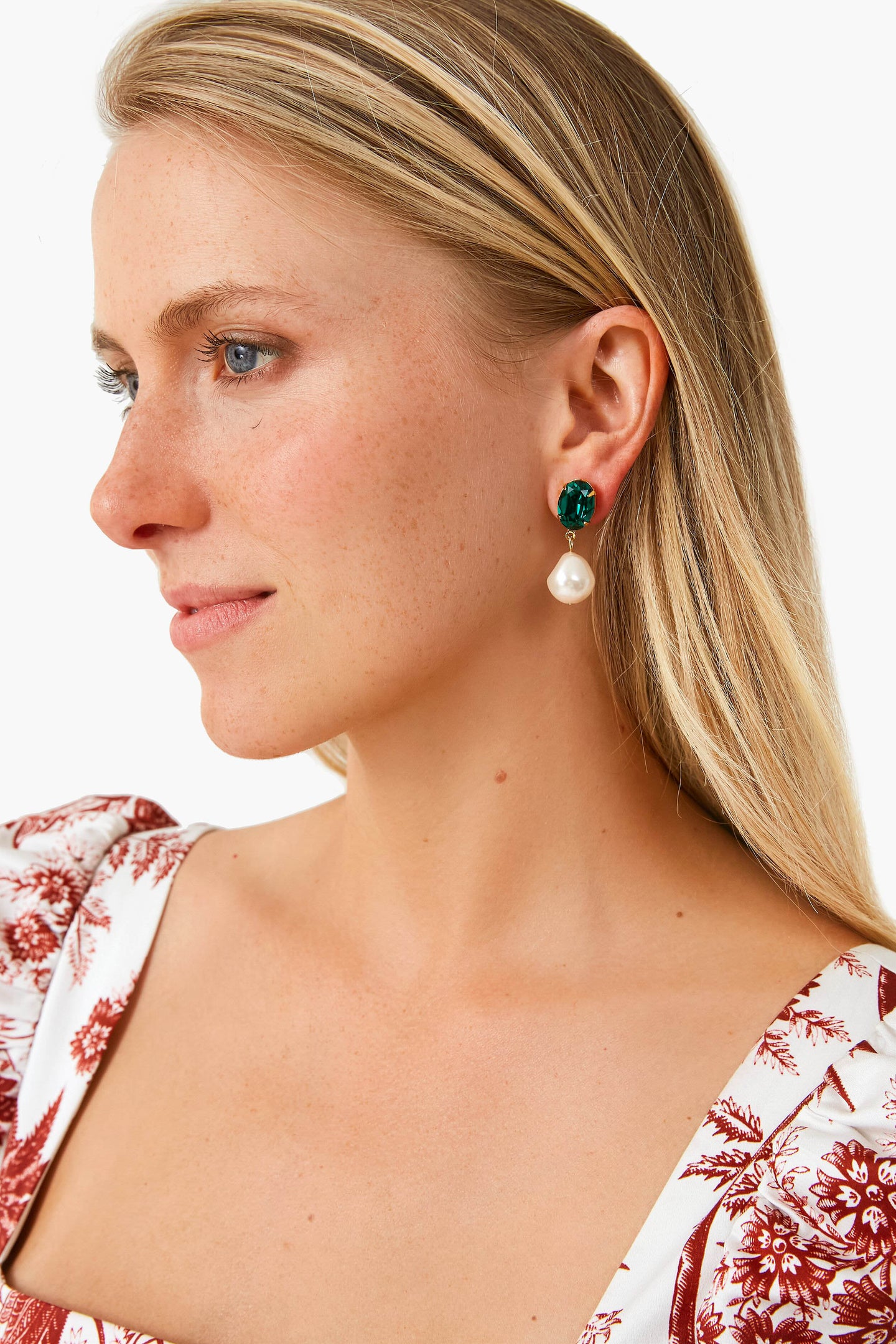 Emerald Tunis Pearl Drop Earrings