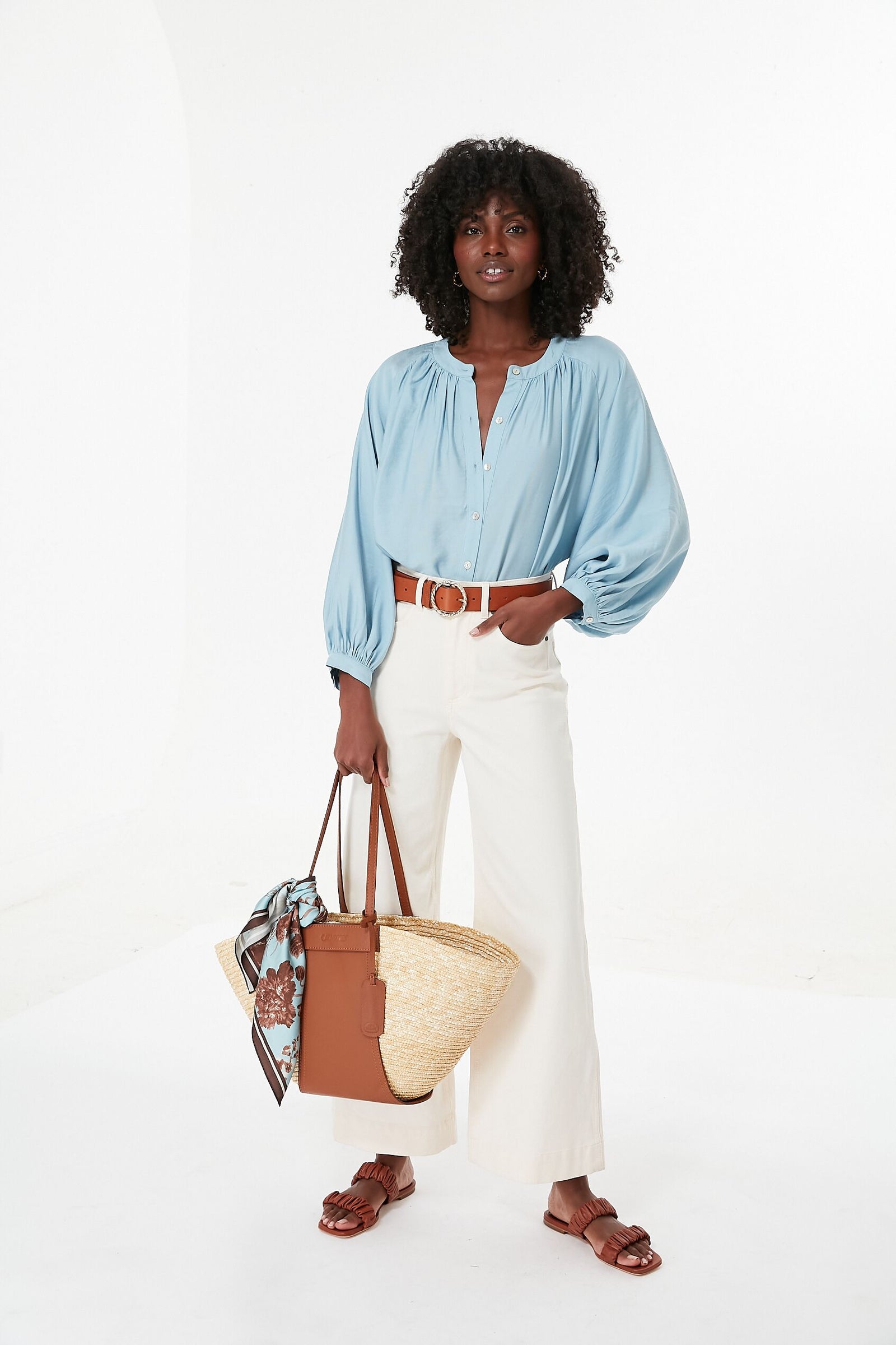 Tan Cristina Straw Tote