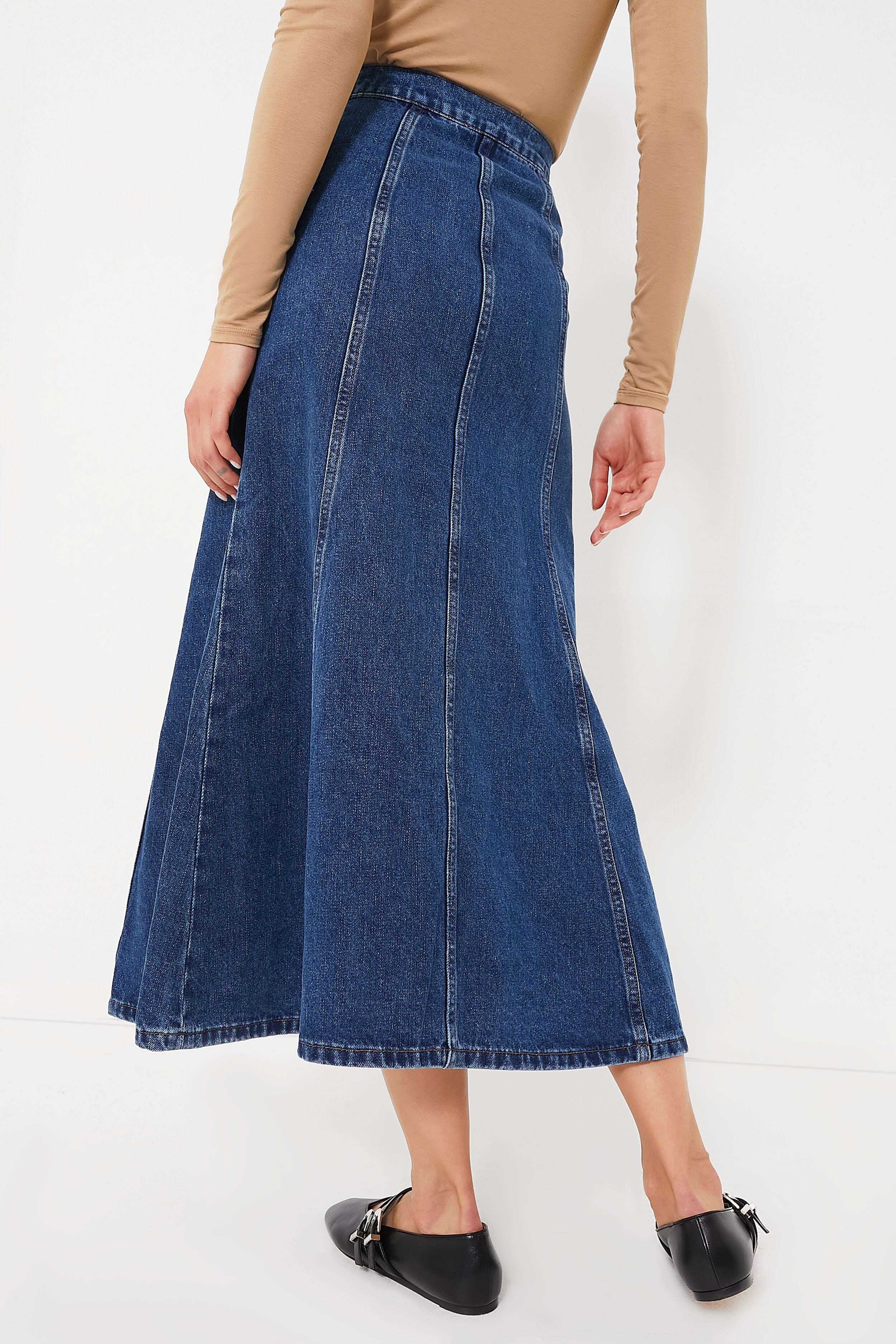 Stretch Denim Straight Mini Skirt in Ashcraft Wash: Raw-Hemmed Edition