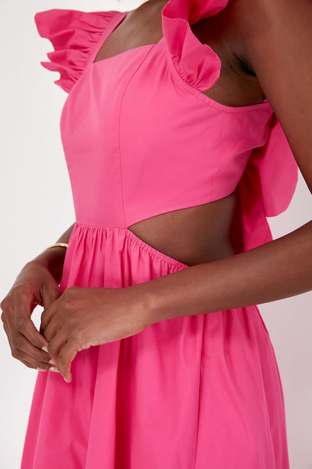 Fuchsia Flutter Sleeve Aspyn Midi Dress