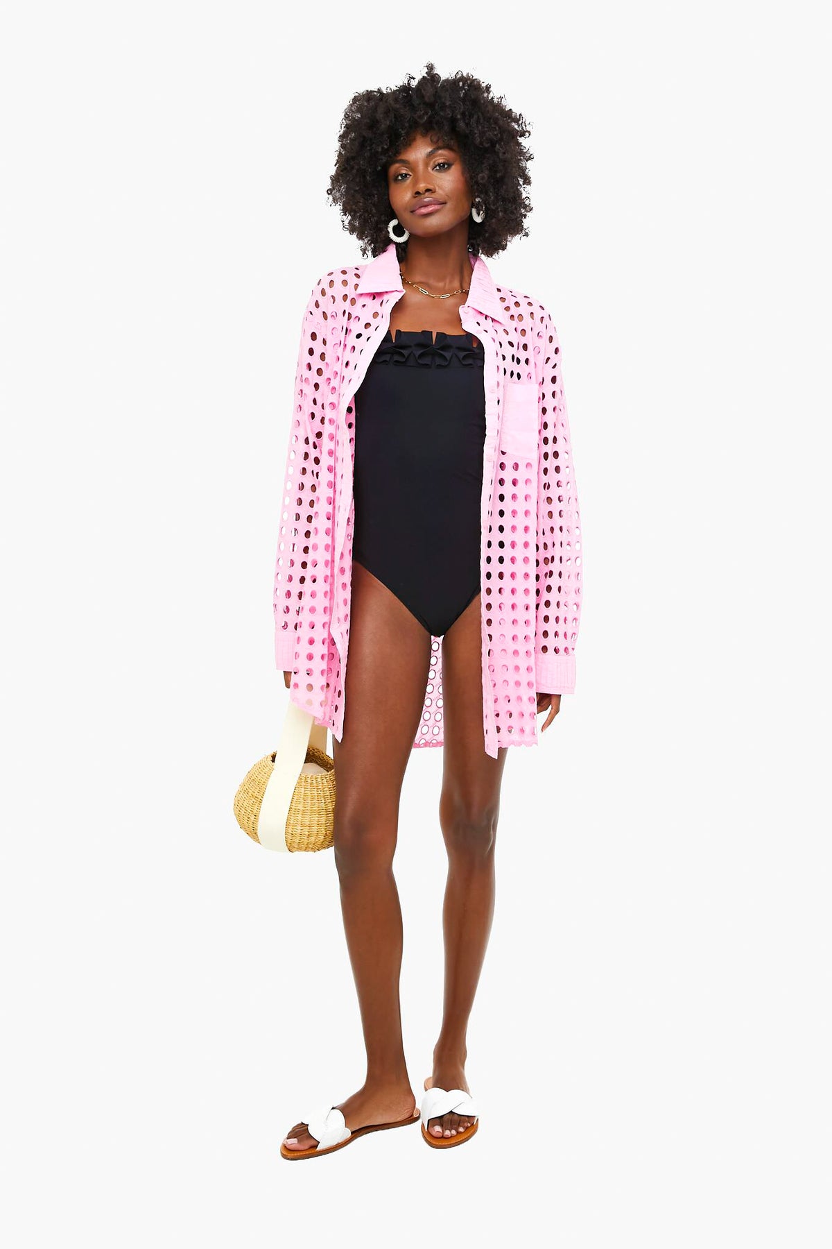 Bubblegum Eyelet Oxford Tunic