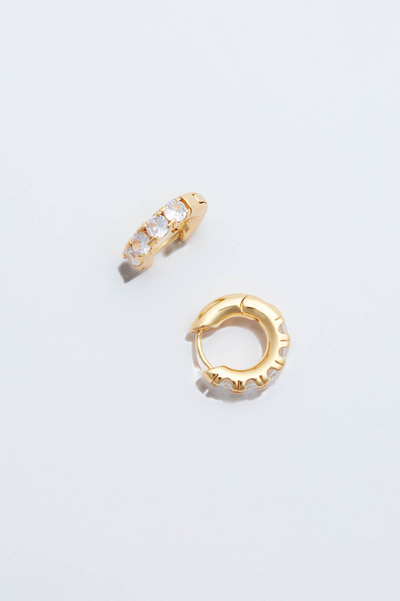 Gold Large Crystal Huggie Hoop Earrings