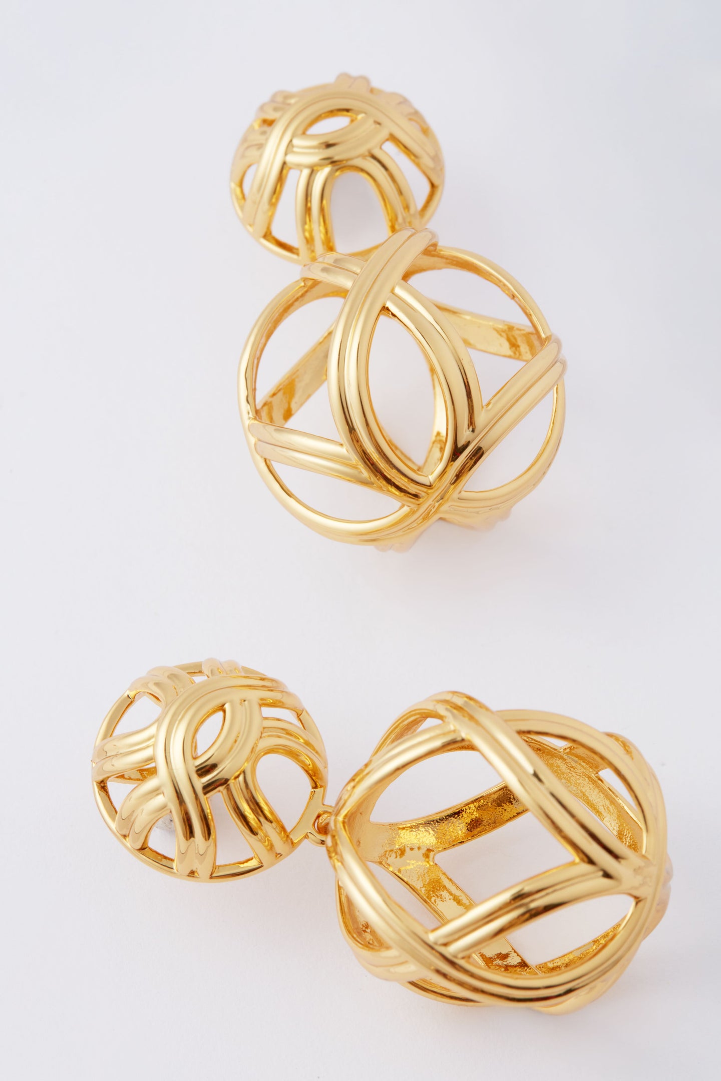 Gold Deco Birdcage Earrings