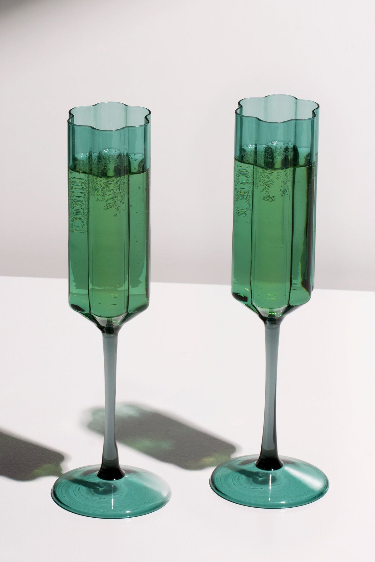 Teal Wave Flutes (Set of 2)
