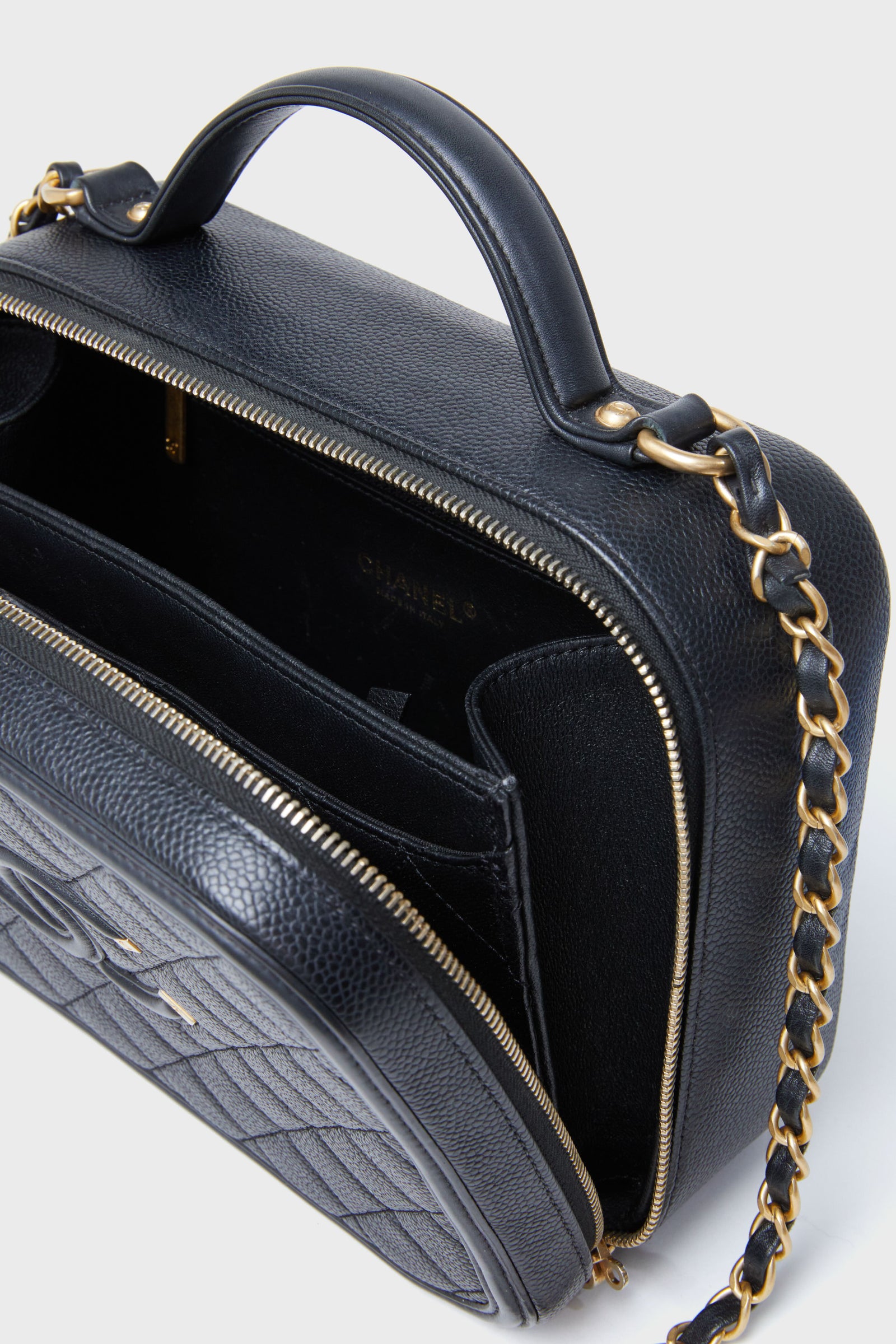 CHANEL Black Large Filigree Quilted Vanity Case