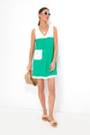 Green and White Colorblock Kelly Dress
