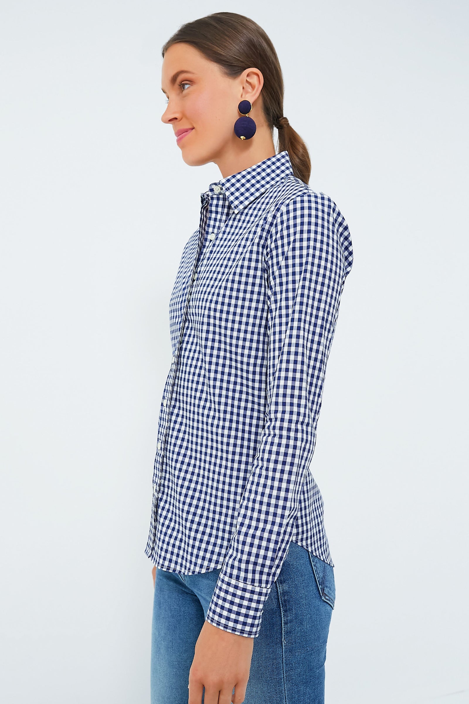 Navy Large Check Long Sleeve Icon Shirt