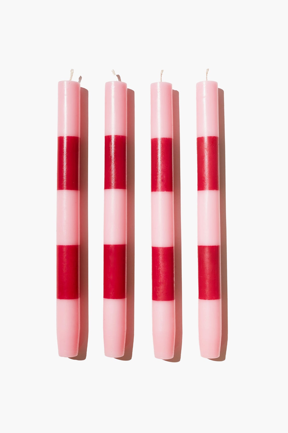 Pink & Maroon Striped Dinner Candles (4 Pack)
